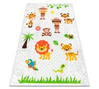 Alfombra lavable JUNIOR 52104.801 Safaris animales para niños antideslizante - gris 120x170 cm