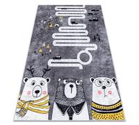 Alfombra lavable JUNIOR 52107.801 Osos animales calles para niños antideslizante - gris 120x170 cm