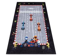 Alfombra lavable JUNIOR 52108.801 Carrera fórmula 1 para niños antideslizante - gris 80x150 cm
