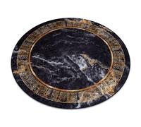 Alfombra lavable MIRO 51199.806 circulo Mármol griego antideslizante - negro / dorado circulo 200 cm