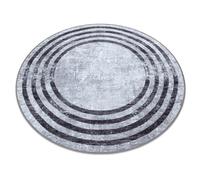 Alfombra lavable MIRO 51231.806 circulo Líneas antideslizante - gris / negro circulo 200 cm