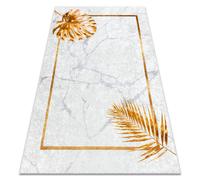 Alfombra lavable MIRO 51518.806 Hojas marco antideslizante - gris / oro 200x290 cm