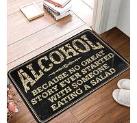 Alfombra lavable para entrada pequeña para sala de estar al aire libre - Porque ninguna gran historia ha comenzado con alguien comiendo una ensalada | Acento/lavable para baño - Divertido tapete para
