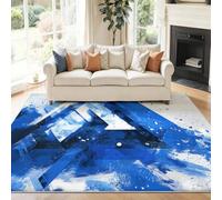 Alfombra Lavable para Niños y Mascotas, Azul Grisáceo Moderno Ciencia Ficción Geométrico Triángulos, Alfombra Pelo Corto para Sala de Estar y Pasillo, 60 x 120 cm, Sin Atrapamiento de Suciedad