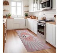Alfombra lavable para sala de estar, lindas ilustraciones infantiles de animales, león, antideslizante, lavable, alfombra de juego para pasillo, cocina, junto al sofá, alfombra de franela suave rosa