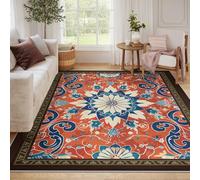 Alfombra lavable para salón con diseño vintage floral estilo granja alfombras antideslizantes para interior alfombras bohemias coloridas para dormitorio comedor o cocina de pelo bajo 90x180cm