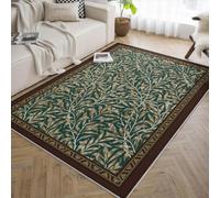 Alfombra Lavable para salón Dormitorio Comedor Ultra Suave de Lana sintética Verde Esmeralda Antideslizante Pelo bajo Moda Willow Oficina en casa alfombras botánicas Forest Vine decoración 160x230