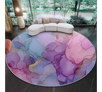 Alfombra Lavable Púrpura Claro - Elegante Pintura con Tinta líneas y Textura. Alfombra Suave De Pelo Corto Estampada, Antideslizante 160 cm para Sala De Estar Dormitorio Oficina, Fácil De Limpiar