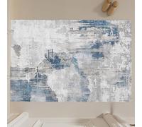 Alfombra lavable suave para dormitorio, comedor, estudio, decoración del hogar, moderna, abstracta, policromía, azul y gris, 160 x 280 cm