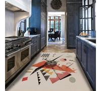 Alfombra lavable tapete grandes y suaves para salón felpudo vintage naranjas esterilla con patrón abstracto moderno comedor Expresionismo Antideslizante resistente manchas bajo alfombrilla 140x200cm