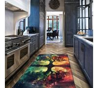 Alfombra Lavable Tree of Life 60x120 Magic Trees Accesorios salón Dormitorio Suave Pelo bajo Antideslizante Fantasy decoración Interior Cocina Comedor