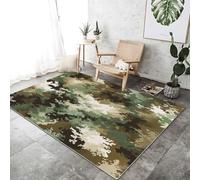 Alfombra Lavables 140 x 200 cm, Suave Antideslizante Pelo Corto No Suelta Pelusa Verde Color Tierra Alfombras Ilustración De Camuflaje Militar Estampadas, para Habitacion Comedor Dormitorio