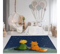 Alfombra Lavables 140 x 200 cm, Suave Antideslizante Pelo Corto No Suelta Pelusa Verde Naranja Alfombras Cuento De Hadas Niño Zorro Estampadas, para Habitacion Comedor Dormitorio