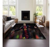 Alfombra Lionel Messi para Sala De Estar, Lavable, Impermeable, para Dormitorio, Mesita De Noche, Color Liso, Ligera, Lujosa, De Alta Gama. (Messi 01,120x160 cm)