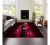 Alfombra Lionel Messi para Sala De Estar, Lavable, Impermeable, para Dormitorio, Mesita De Noche, Color Liso, Ligera, Lujosa, De Alta Gama. (Messi 03,100x150 cm)