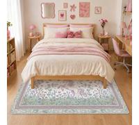 Alfombra mágica de caballo, flores juguetonas y mariposas, primavera, verde pastel, para dormitorio universitario, esenciales, para el hogar, interiores, alfombras que no se desprenden para sala de