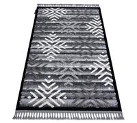 Alfombra MAROC P658 Copos de nieve negro / gris Franjas Bereber Marroquí Shaggy 140x190 cm