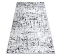 Alfombra MEFE moderna 8722 Líneas vintage - Structural dos niveles de vellón gris / blanco 80x150 cm