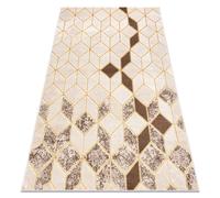 Alfombra MEFE moderna B400 Cubo geométrico 3D - Structural dos niveles de vellón crema / beige 140x190 cm