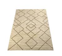 Alfombra microfibra (200x140 cm) natural líneas rombos