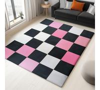 Alfombra Minimalismo Lavable Para Salón 120 X 170 Cm Pelo Corto Antideslizante Suave, Decoración Del Hogar Alfombra Tablero De Ajedrez En Blanco Y Negro Para Dormitorios Baños Cocinas Multicolor