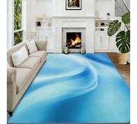 Alfombra minimalista abstracta lavable a máquina, 80 x 150 cm, antideslizante, color azul claro, con fondo degradado, para sala de estar, dormitorio, comedor, habitación de los niños, mesita de noche