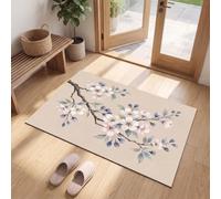 Alfombra Minimalista Chino Moderno Antideslizante Lavable en Lavadora, 40x60cm | Felpudo de Entrada Flores Cerezo Acuarela con Microfibras Suaves Absorbentes para Perro, Entrada, Puerta y Pasillo