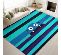 Alfombra minimalista de dibujos animados 40 x 60 cm, decoración del interior, Rug divertido Pop Art Raye lindo monstruo para sala de estar, dormitorio alfombra lavable y antideslizante