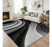 Alfombra minimalista ondulada lavable a máquina, 60 x 90 cm, antideslizante, para sala de estar, dormitorio, comedor, habitación de los niños, mesita de noche, cocina y salón