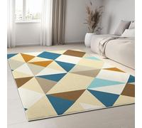 Alfombra Moderna 100 x 160 cm Moderno Geométrico Triángulo Rayas, Alfombras de Salón Lavable y Antideslizante Topo - Moqueta Suave de Pelo Corto para Dormitorio Habitación de Juegos Sala de Estar