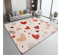Alfombra Moderna 120 X 170 Cm Diseño Lindo Viento Arcoíris Corazón De Amor Rojo Marrón, Tapete Lavable A Máquina Antideslizante, Pelo Corto Suave para Dormitorio, Comedor, Sala O Pasillo