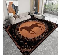 Alfombra Moderna 120 x 170 cm Lavable a Máquina, Alfombra de Pelo Corto Antideslizante Estilo Vintage - Moqueta Resistente Animales Caballos Metal Texturas para Salón Dormitorio Comedor Oficina