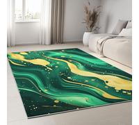 Alfombra Moderna 160 x 230 cm Abstracto Líquido Mármol Textura, Alfombras de Salón Lavable Antideslizante Verde Esmeralda - Moqueta Suave de Pelo Corto para Habitación de Juegos Sala de Estar