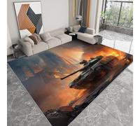 Alfombra Moderna 180 x 240 cm Lavable a Máquina, Alfombra de Pelo Corto Antideslizante Gris - Moqueta Resistente Ciudad Guerra Tanque Llamas para Salón Dormitorio Comedor Oficina Sala de Juegos