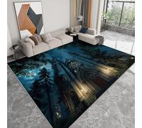 Alfombra Moderna 60 x 90 cm Lavable a Máquina, Alfombra de Pelo Corto Antideslizante Gótico Arquitectura Bosque Castillo - Moqueta Resistente Juegos para Salón Dormitorio Comedor Sala de Juegos