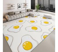 Alfombra Moderna 60 x 90 cm Lavable a Máquina, Alfombra de Pelo Corto Antideslizante Minimalista - Moqueta Resistente Dibujos Animados Huevo Frito Bloques Color para Salón Dormitorio Comedor Oficina