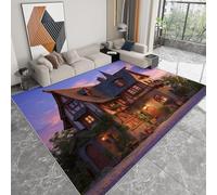 Alfombra Moderna 60 x 90 cm Lavable a Máquina, Alfombra de Pelo Corto Antideslizante Rosa Morado - Moqueta Resistente Medieval Arquitectura Plantas para Salón Dormitorio Comedor Oficina Sala de Juegos