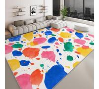 Alfombra Moderna 80 x 150 cm Lavable a Máquina, Alfombra de Pelo Corto Antideslizante Arte Abstracto - Moqueta Resistente Grafiti Bloques Color Geométrico para Salón Dormitorio Comedor Oficina
