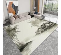 Alfombra Moderna 80 x 150 cm Lavable a Máquina, Alfombra de Pelo Corto Antideslizante Pintura en Tinta China - Moqueta Resistente Arquitectura Cabaña Bosque para Dormitorio Comedor Sala de Juegos