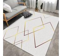 Alfombra moderna a rayas de 250 x 300 cm, grande, color gris, fácil de limpiar, perfecta para sala de estar, dormitorio y decoración de habitación de los niños