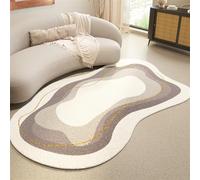Alfombra moderna, abstracta, minimalista, irregular, lavable, elegante decoración del hogar para sala de estar, dormitorio y oficina, fácil de limpiar, suave al tacto, diseño antideslizante