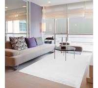 Alfombra moderna antideslizante de 100 x 180 cm de poliéster para sala de estar y dormitorio, diseño blanco suave, elegante decoración del hogar, perfecta para espacios acogedores