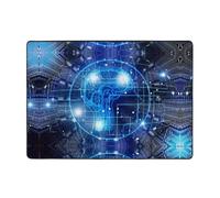 Alfombra moderna con estampado de cerebro de inteligencia artificial, 80 x 58 pulgadas, alfombra suave para sala de estar, oficina, mesa de café, balcón, resistente al desgaste