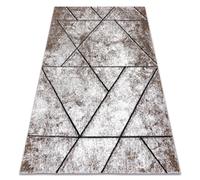 Alfombra moderna COZY 8872 Wall geométrico triangulos - Structural dos niveles de vellón marrón 80x150 cm