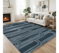 Alfombra moderna de 100 x 160 cm, abstracta moderna, minimalista, geométrica, con forma de arco, lavable, antideslizante, alfombra suave gris oscuro para oficina, comedor, sala de juegos, sala de