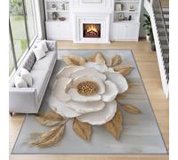 Alfombra moderna de estilo francés de 160 x 230 cm, no se desprende, súper suave, fácil de cuidar, antideslizante, alfombra plegable y cómoda para sala de estar, comedor, oficina, dormitorio
