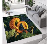 Alfombra Moderna De Pelo Corto Mullida Parte Inferior Antideslizante Alfombras Majestuosa Serpiente Venenosa Pozo Dorado,Modern Dormitorio Habitación Infantil Oficina Verde Esmeralda 150×210Cm