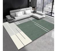 Alfombra moderna de pelo corto para sala de estar, lavable, dormitorio, alfombra grande, suave, antideslizante, diseño geométrico gris verde, 200 x 290 cm