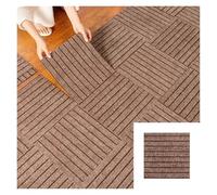 Alfombra moderna de rayas de 30 x 30 cm for dormitorio, sala de estar, oficina, se puede extender, alfombra antideslizante autoadhesiva.(Khaki,10pcs)