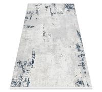 Alfombra moderna DUKE 51378 crema / azul - Hormigón piedra estructurada muy suave flecos 280x370 cm